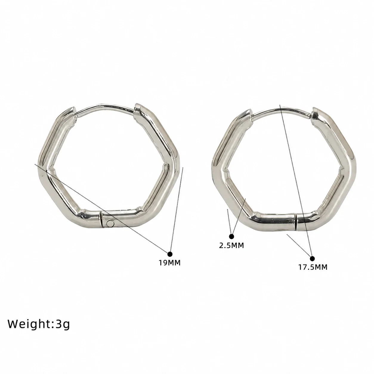 Sculptural Stainless Steel Gold PVD Geometric Huggie Hoop Earrings - Silver Star