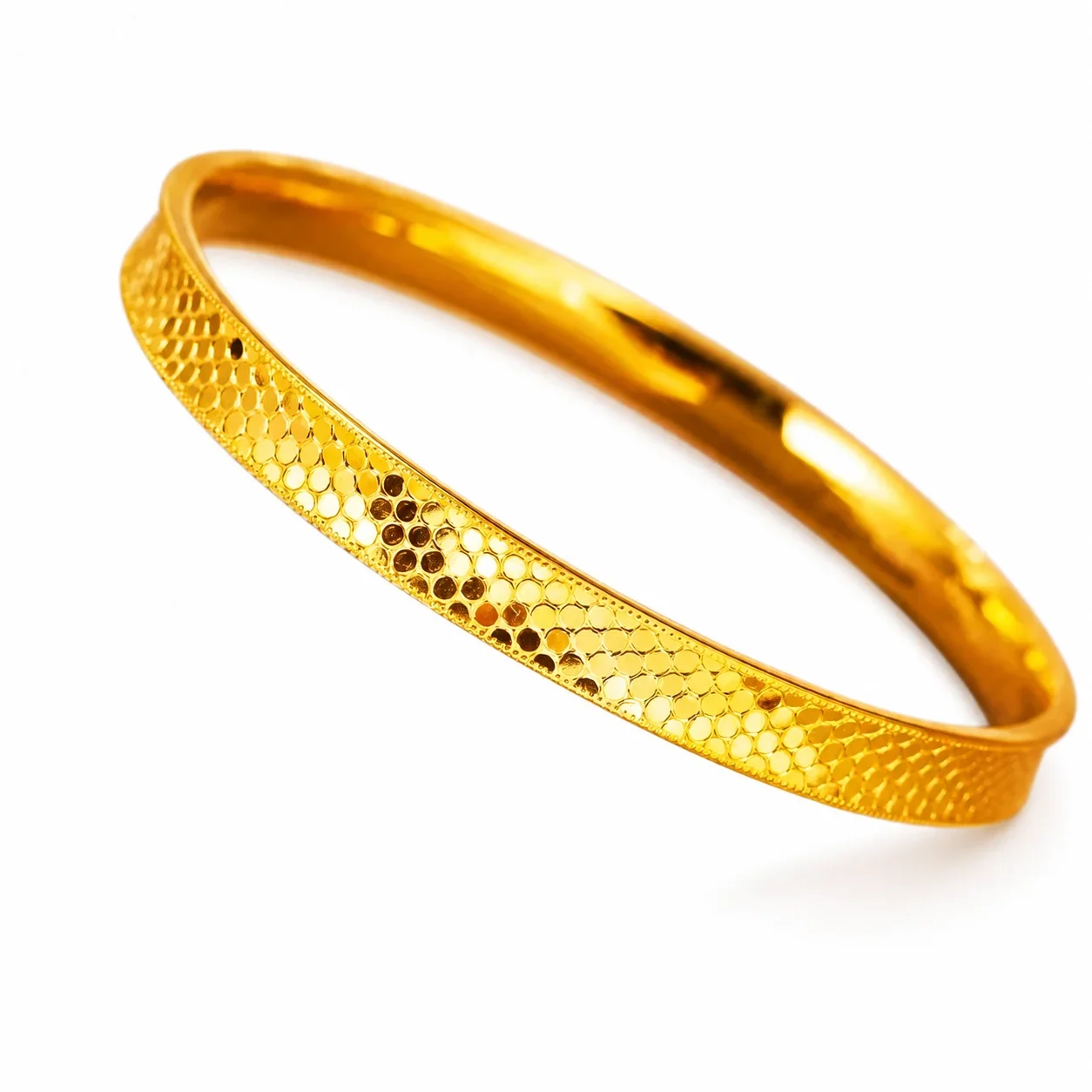 Luminous Gold-Plated Stainless Steel Dragon-Scale Bangle