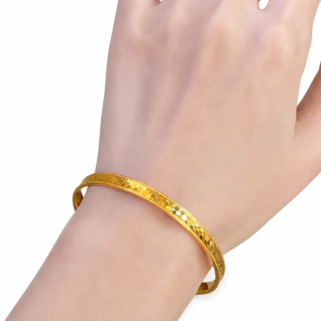 Luminous Gold-Plated Stainless Steel Dragon-Scale Bangle