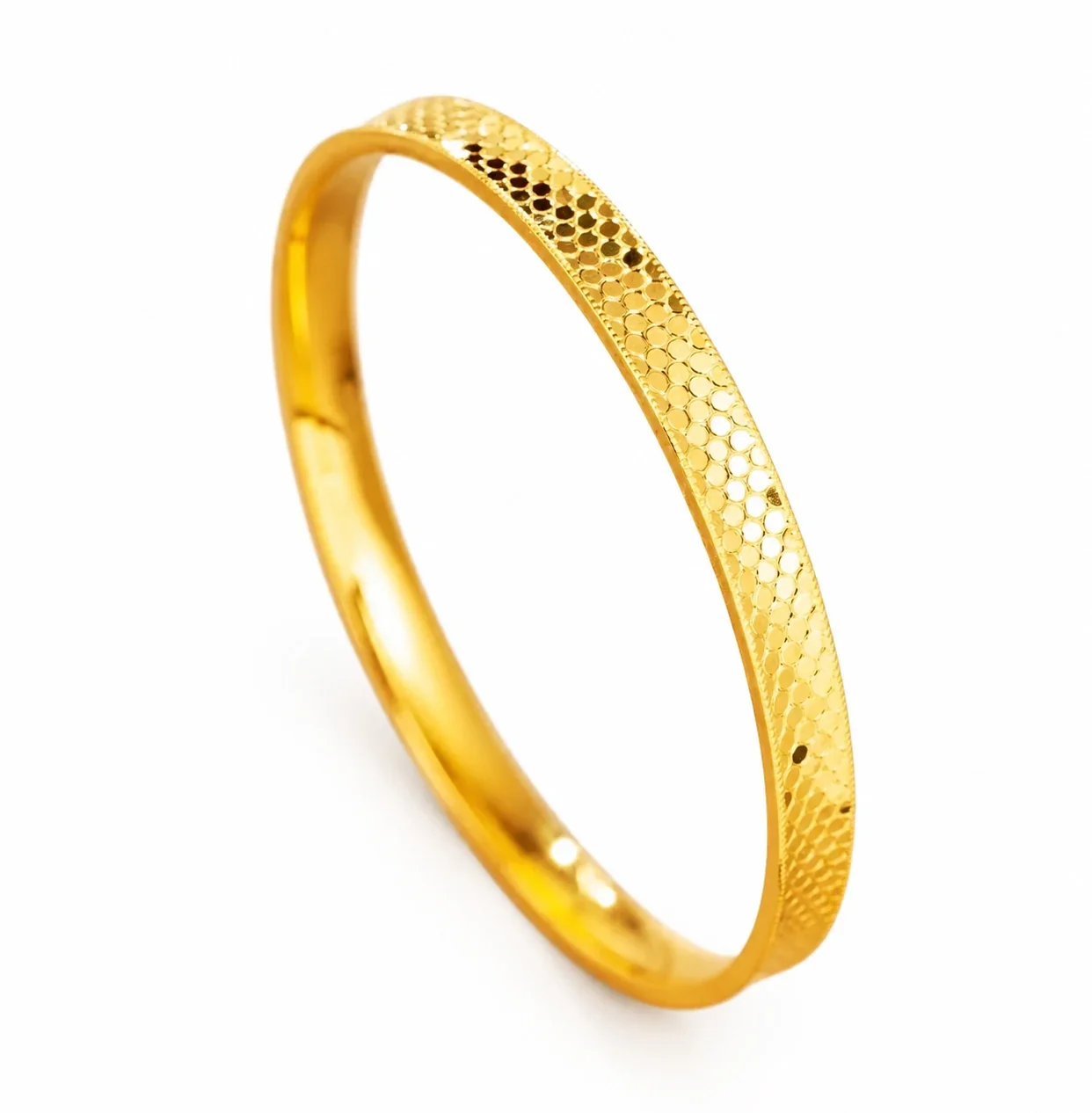 Luminous Gold-Plated Stainless Steel Dragon-Scale Bangle - Gold