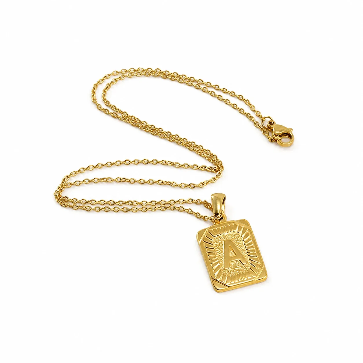 Radiant 18K Gold-Plated Sunburst Letter Plaque Necklace