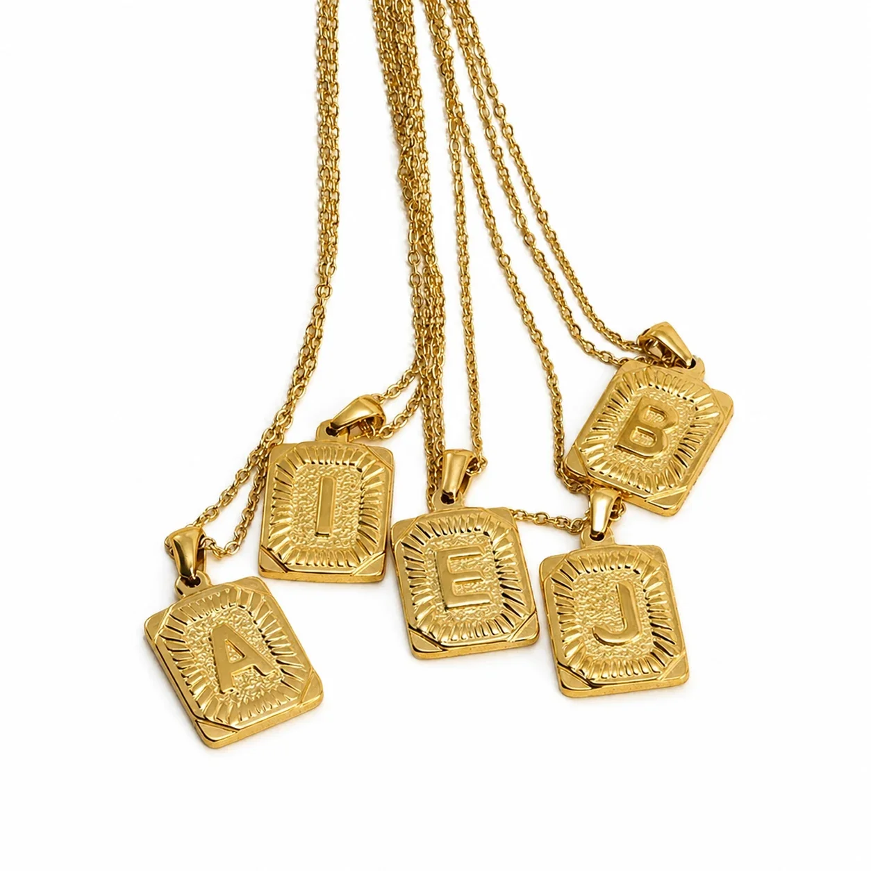 Radiant 18K Gold-Plated Sunburst Letter Plaque Necklace