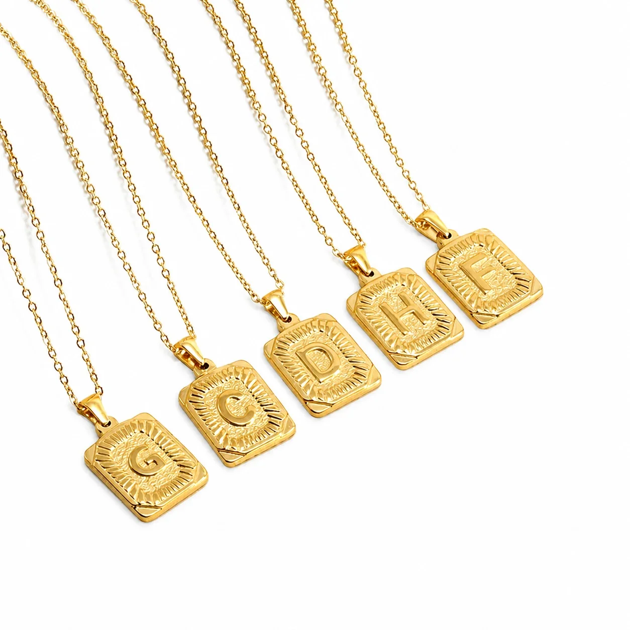 Radiant 18K Gold-Plated Sunburst Letter Plaque Necklace