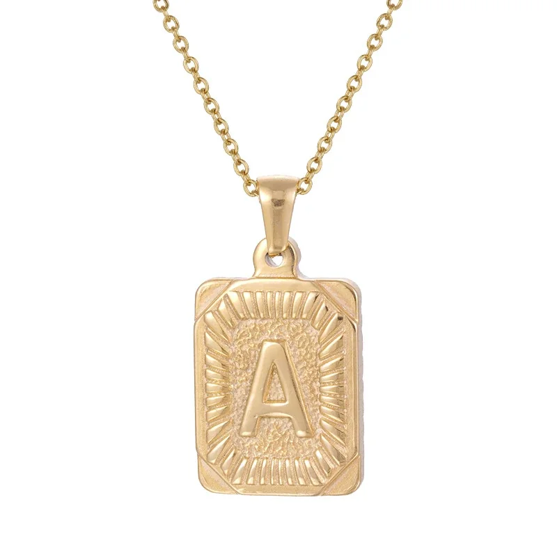 Radiant 18K Gold-Plated Sunburst Letter Plaque Necklace - Gold A