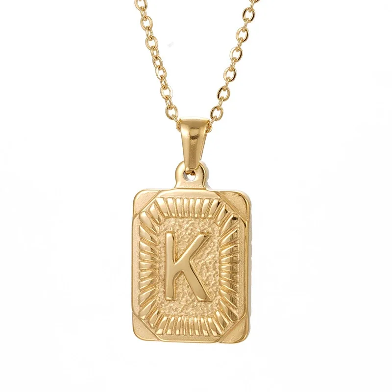 Radiant 18K Gold-Plated Sunburst Letter Plaque Necklace - Gold K
