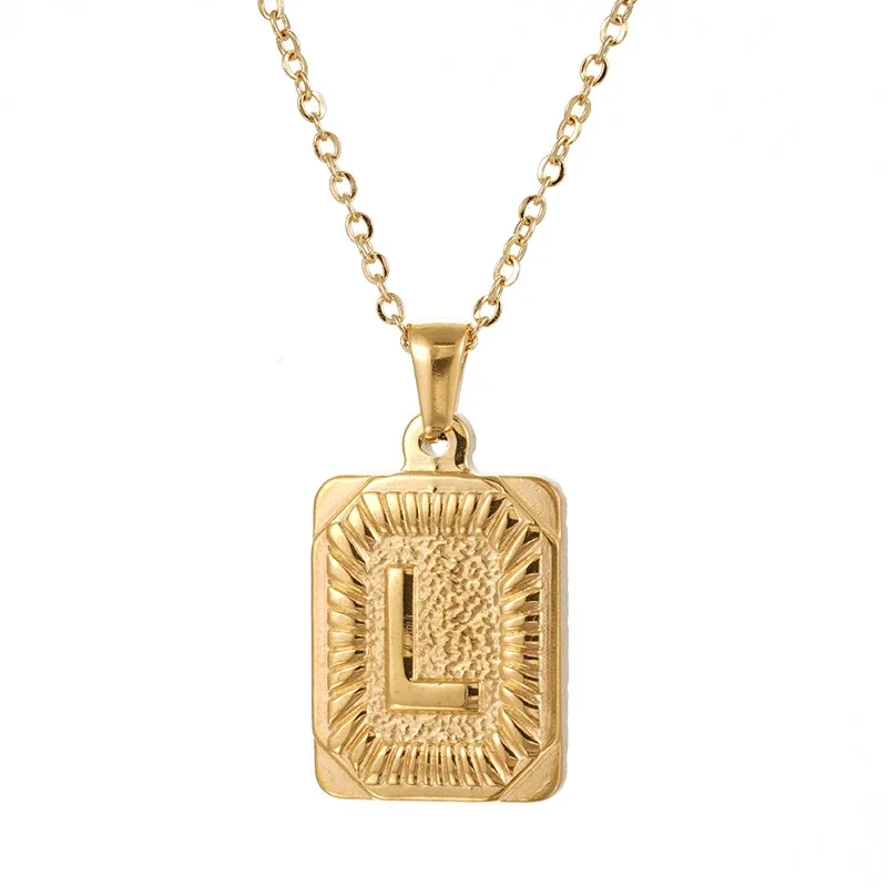 Radiant 18K Gold-Plated Sunburst Letter Plaque Necklace - Gold L