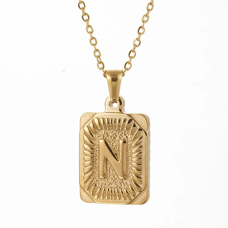 Radiant 18K Gold-Plated Sunburst Letter Plaque Necklace - Gold N