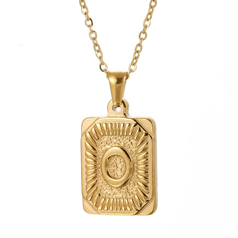 Radiant 18K Gold-Plated Sunburst Letter Plaque Necklace - Gold O