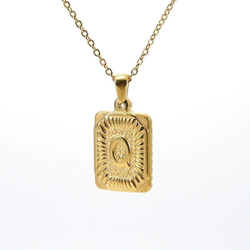 Radiant 18K Gold-Plated Sunburst Letter Plaque Necklace - Gold Q
