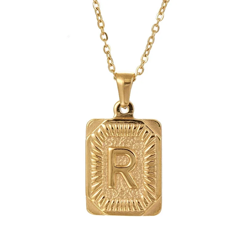 Radiant 18K Gold-Plated Sunburst Letter Plaque Necklace - Gold R