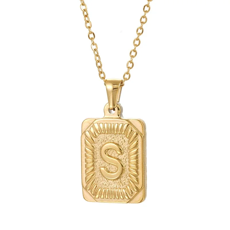 Radiant 18K Gold-Plated Sunburst Letter Plaque Necklace - Gold S
