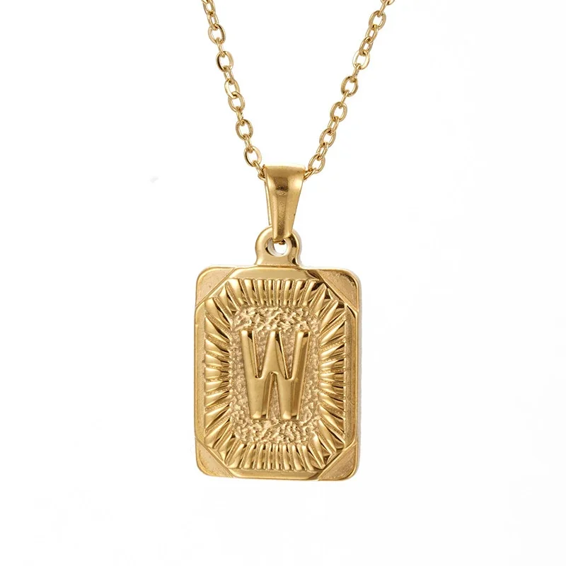 Radiant 18K Gold-Plated Sunburst Letter Plaque Necklace - Gold W