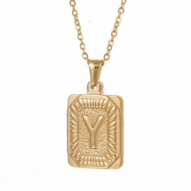 Radiant 18K Gold-Plated Sunburst Letter Plaque Necklace - Gold Y