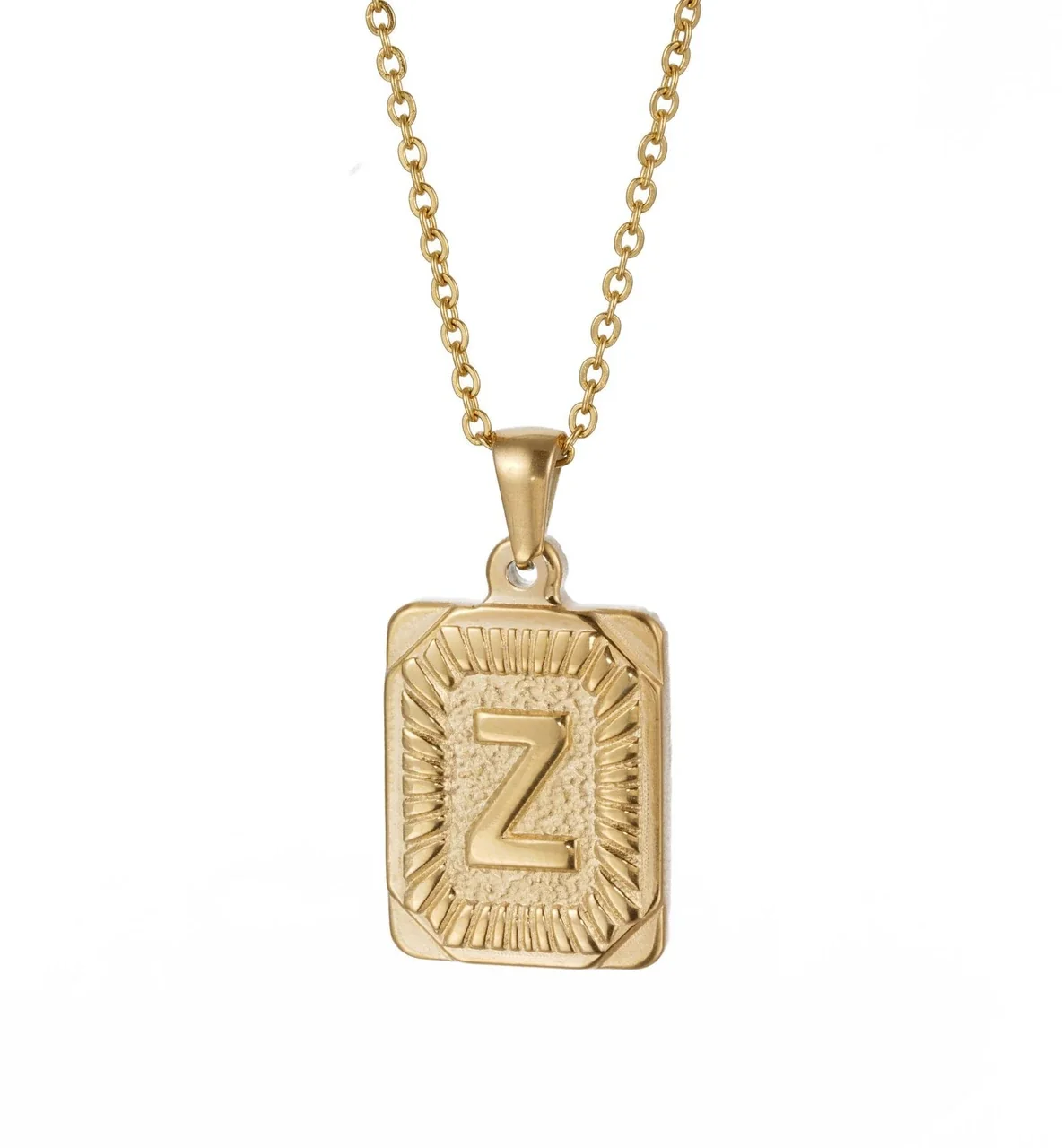 Radiant 18K Gold-Plated Sunburst Letter Plaque Necklace - Gold Z