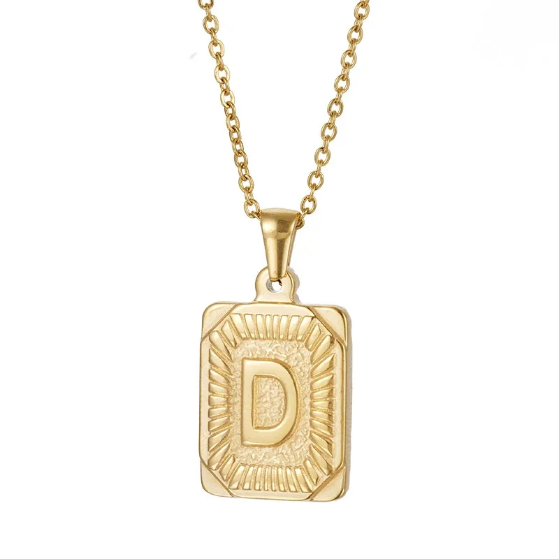 Radiant 18K Gold-Plated Sunburst Letter Plaque Necklace - Gold D