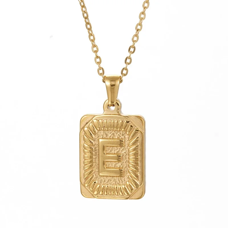 Radiant 18K Gold-Plated Sunburst Letter Plaque Necklace - Gold E
