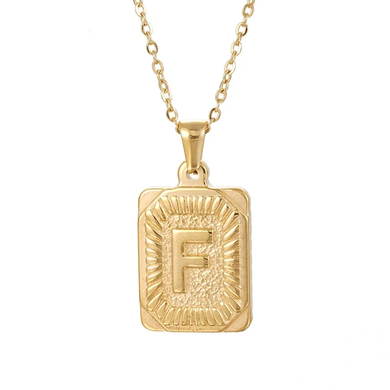Radiant 18K Gold-Plated Sunburst Letter Plaque Necklace - Gold F