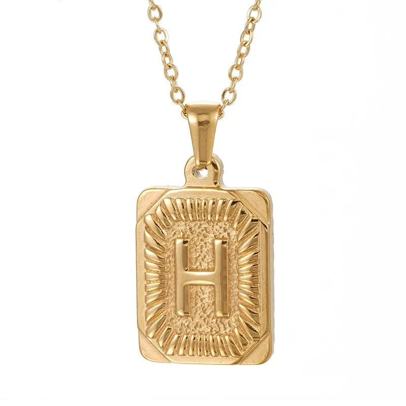 Radiant 18K Gold-Plated Sunburst Letter Plaque Necklace - Gold H