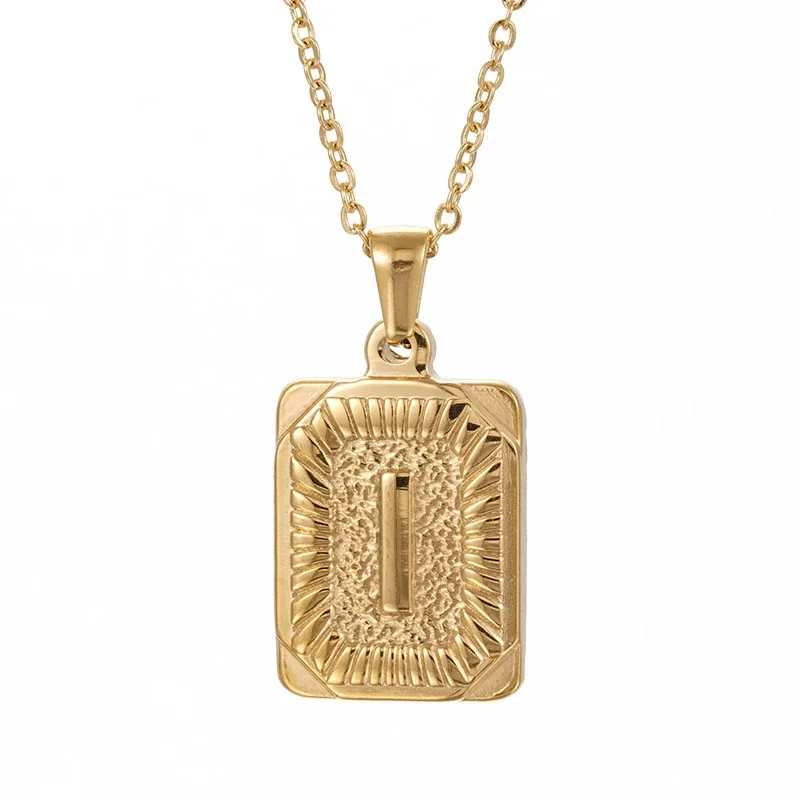 Radiant 18K Gold-Plated Sunburst Letter Plaque Necklace - Gold I