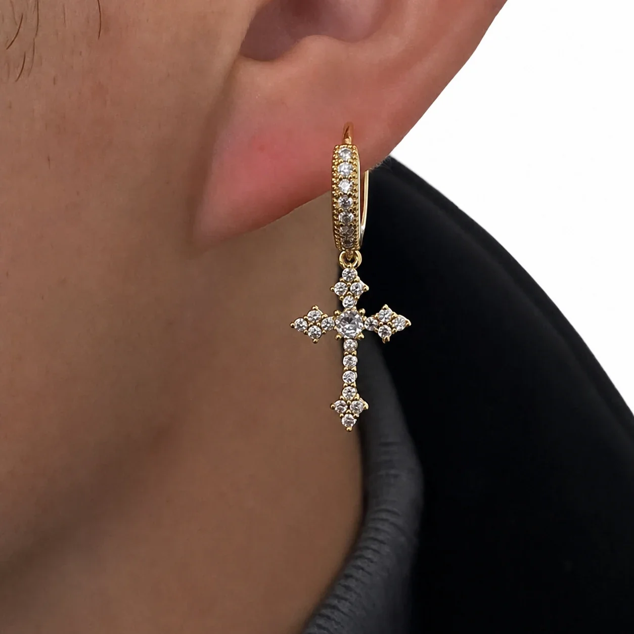 Edgy Stainless Steel Crystal Cluster Earrings Set