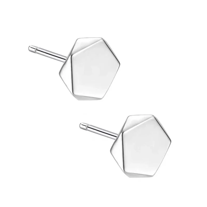 Edgy Stainless Steel Crystal Cluster Earrings Set - Diamond Shape Stud White Pair