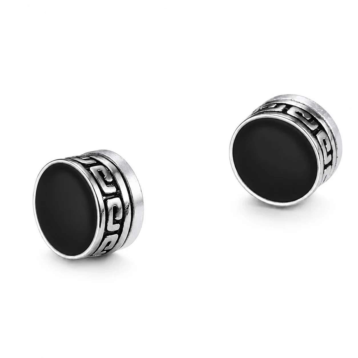 Edgy Stainless Steel Crystal Cluster Earrings Set - Great Wall Texture Clip-On Pair
