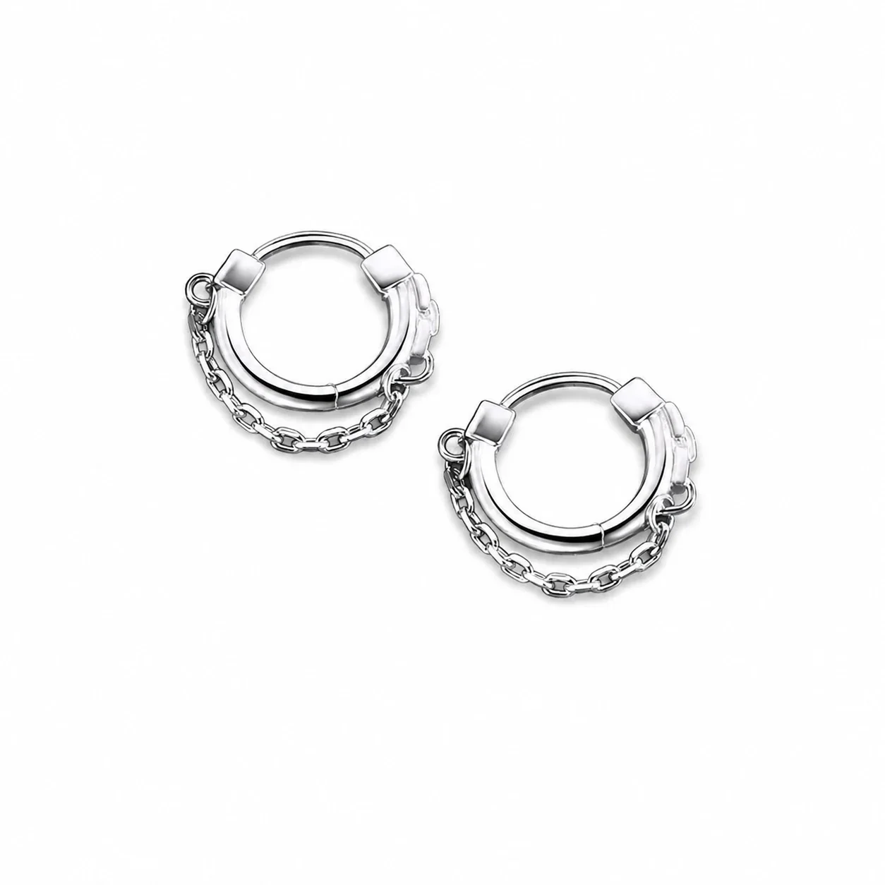 Edgy Stainless Steel Crystal Cluster Earrings Set - Drop Pair