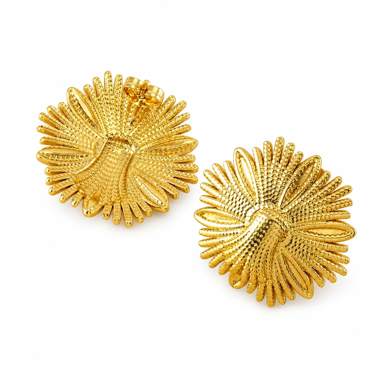 Sculptural Gold-Plated Bee Flower Drop Earrings