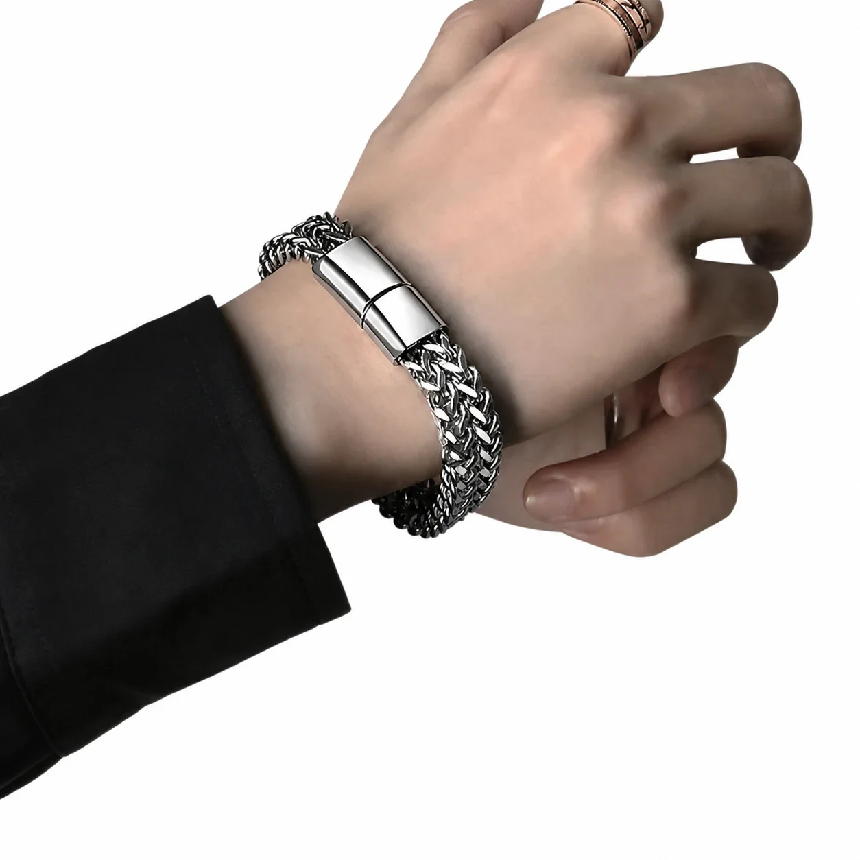Bold 316 Stainless Steel Double-Row Chain Bracelet