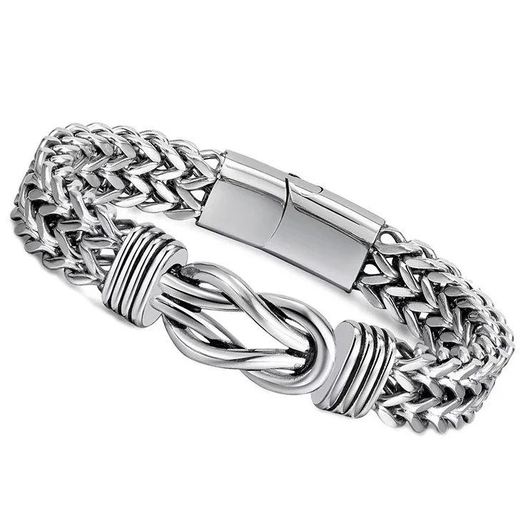 Bold 316 Stainless Steel Double-Row Chain Bracelet - Double Row Reversible Magnetic Clasp cm