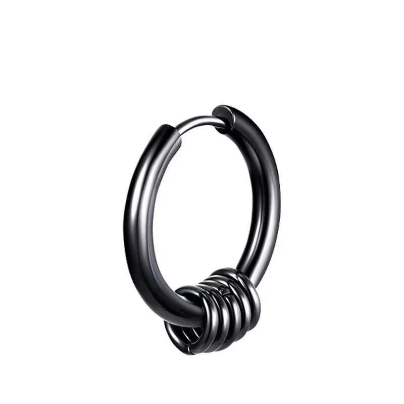 Polished Stainless Steel Hoop with Sliding Rings Earrings
