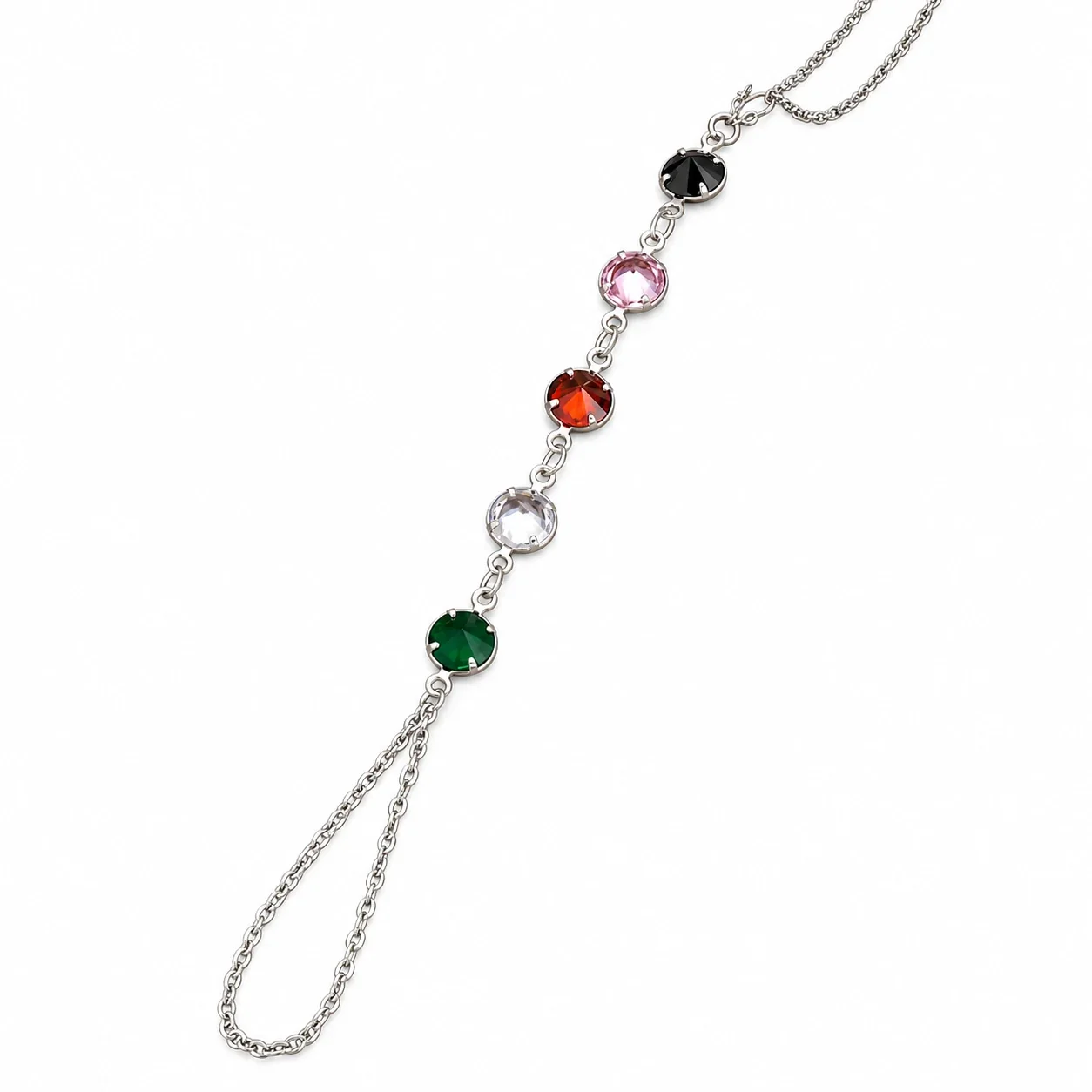 Foto del producto: Pulsera de cadena para mano con cinco circonitas en forma de corazón, chapada en oro