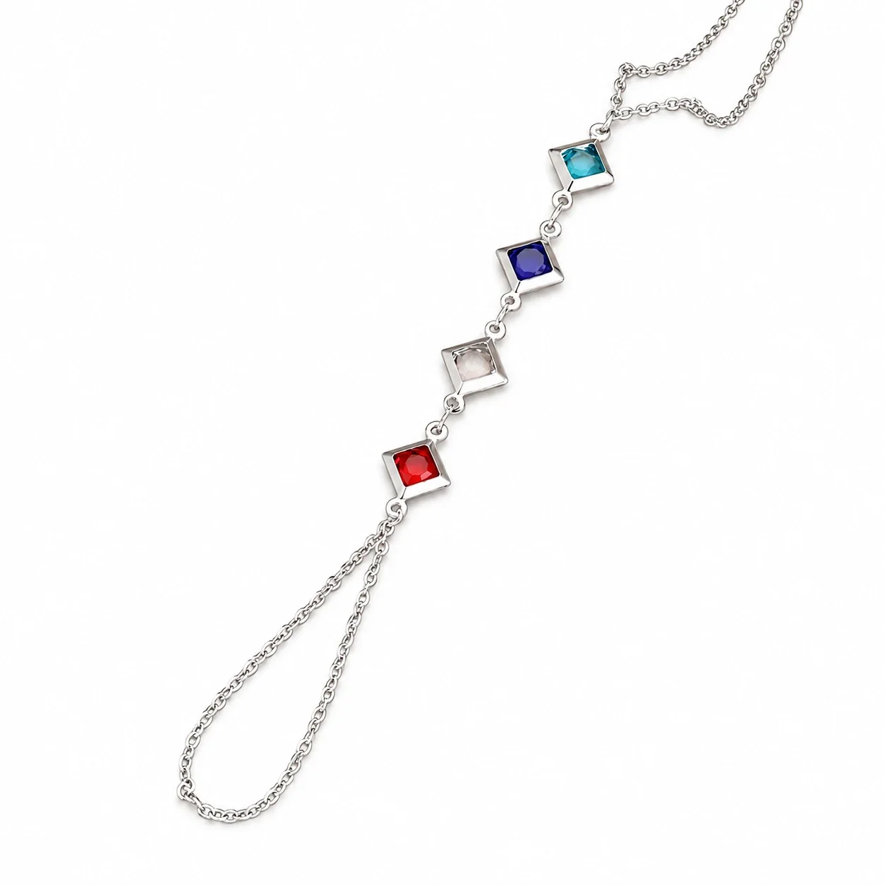 Foto del producto: Pulsera de cadena para mano con cinco circonitas en forma de corazón, chapada en oro