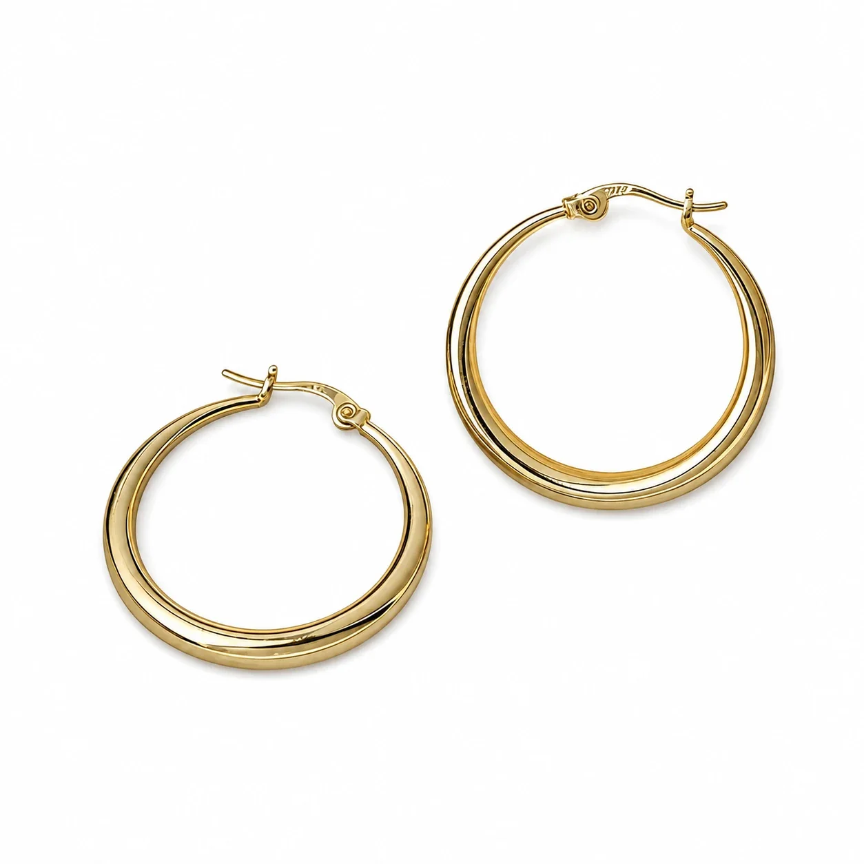 Polished Stainless Steel Tubular Hoop Earrings