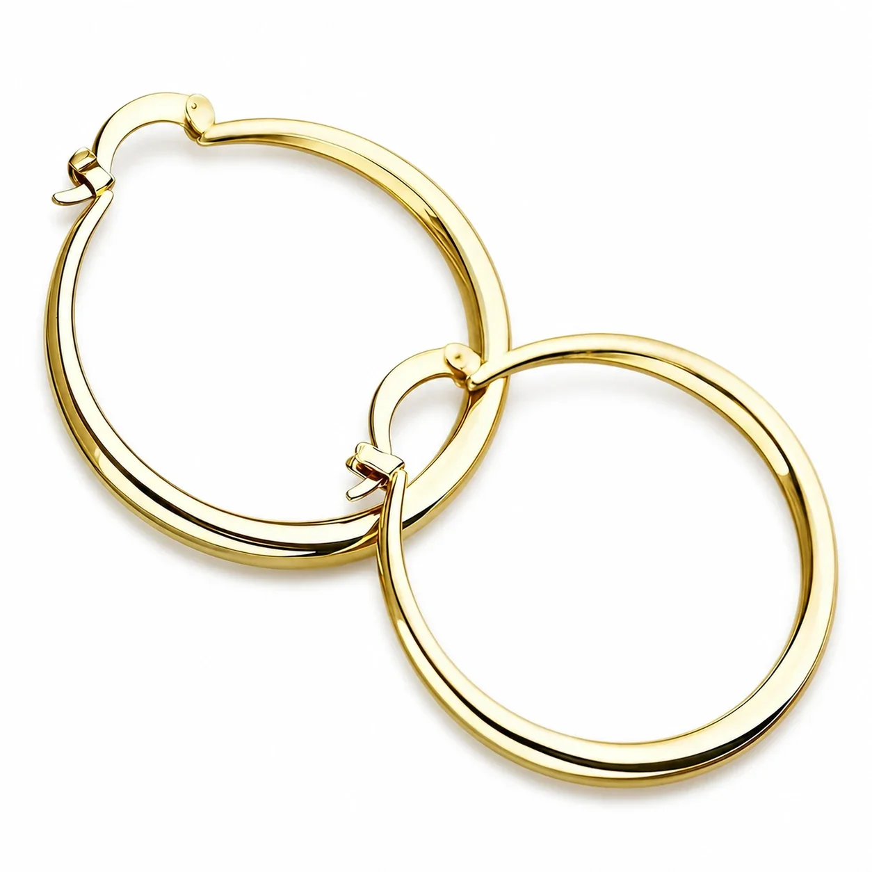 Polished Stainless Steel Tubular Hoop Earrings