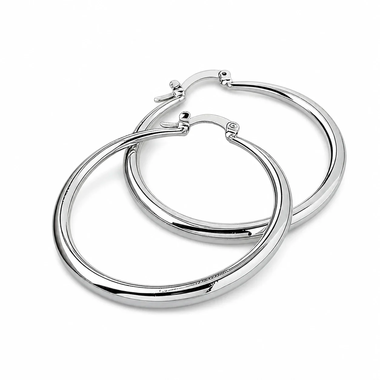 Polished Stainless Steel Tubular Hoop Earrings