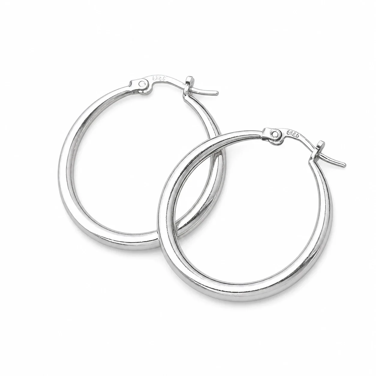 Polished Stainless Steel Tubular Hoop Earrings