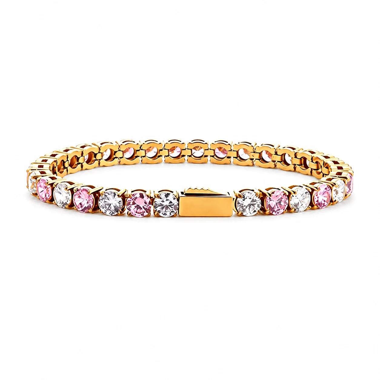 Polished 316 Stainless Round CZ Tennis Bracelet