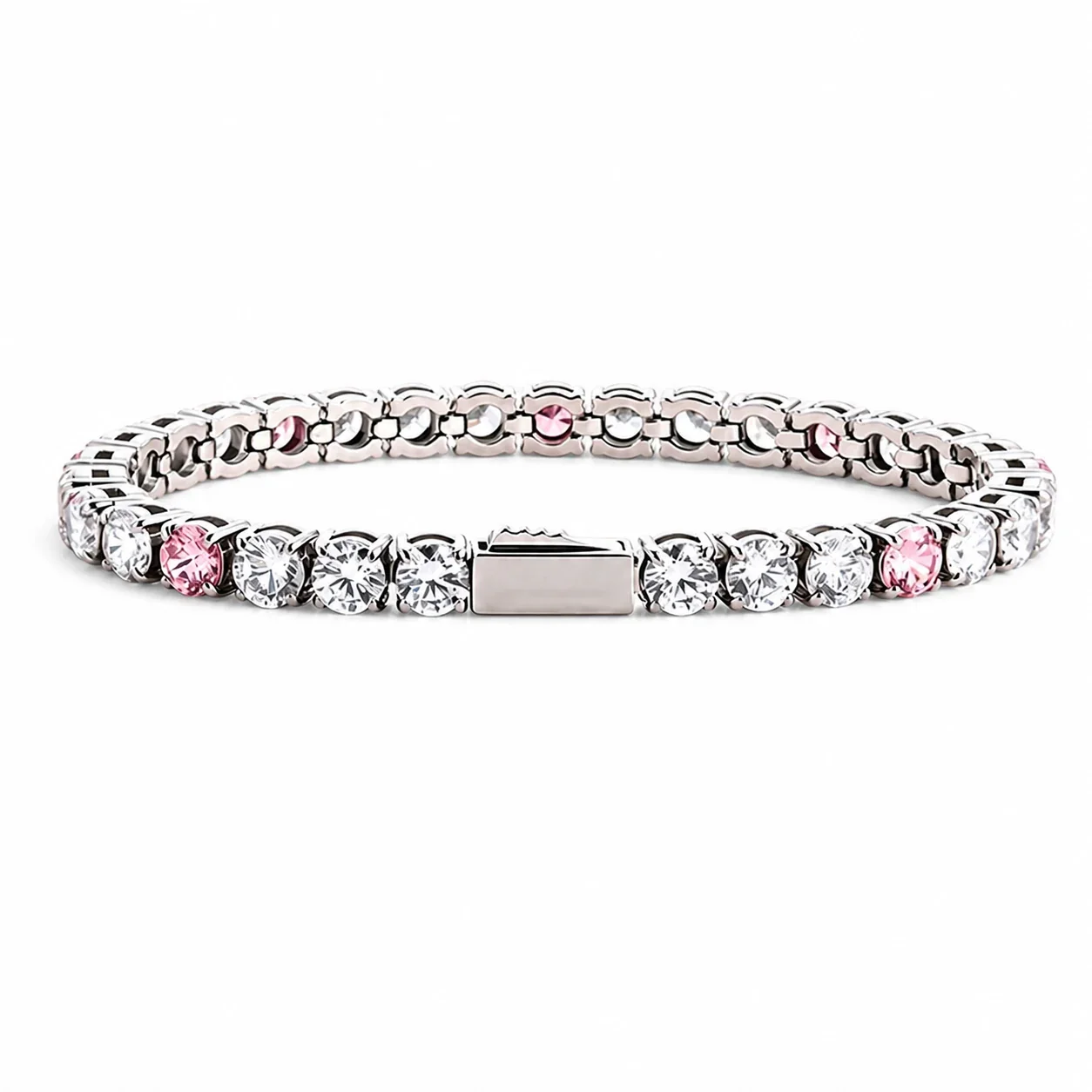 Polished 316 Stainless Round CZ Tennis Bracelet