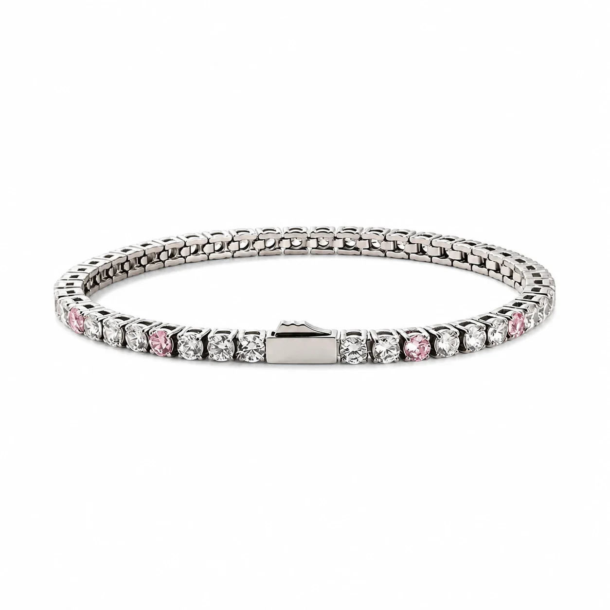 Polished 316 Stainless Round CZ Tennis Bracelet