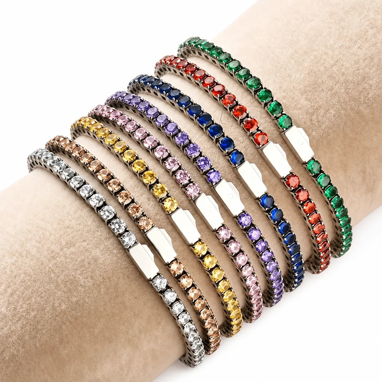 Polished 316 Stainless Round CZ Tennis Bracelet