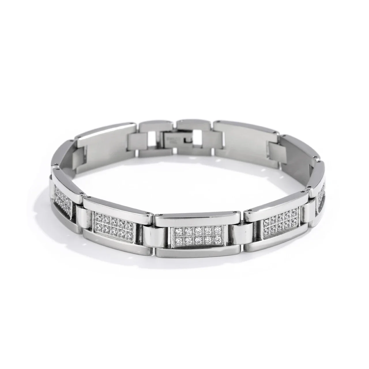 Bold 316 Stainless Steel Pavé Link Chain Bracelet