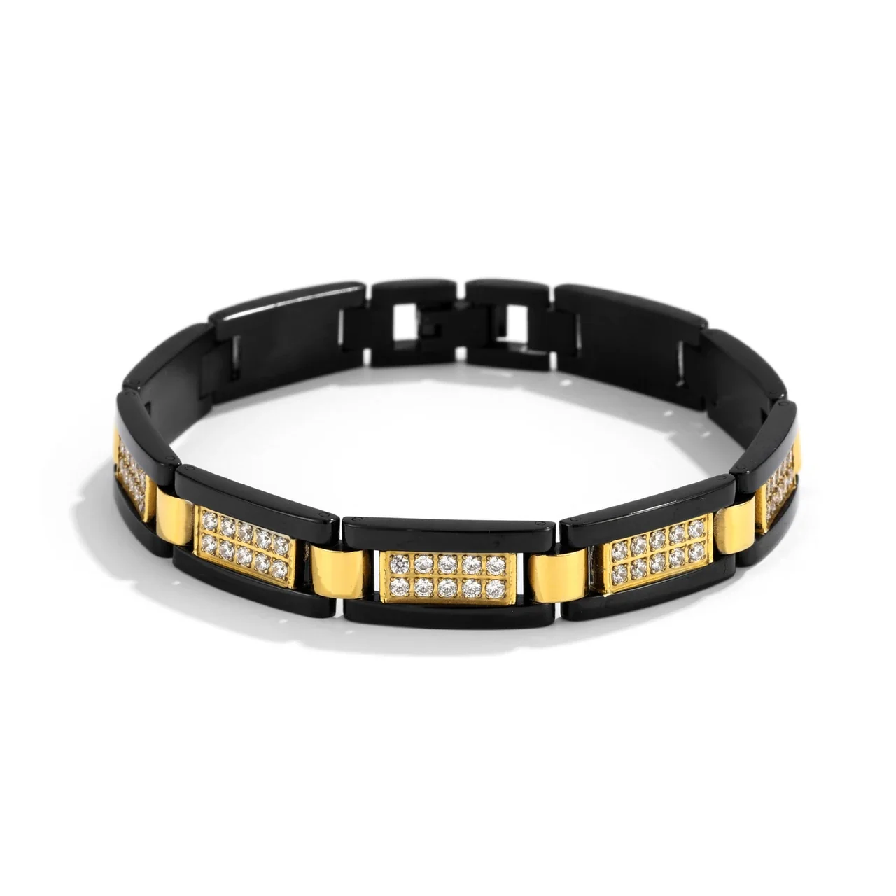 Bold 316 Stainless Steel Pavé Link Chain Bracelet