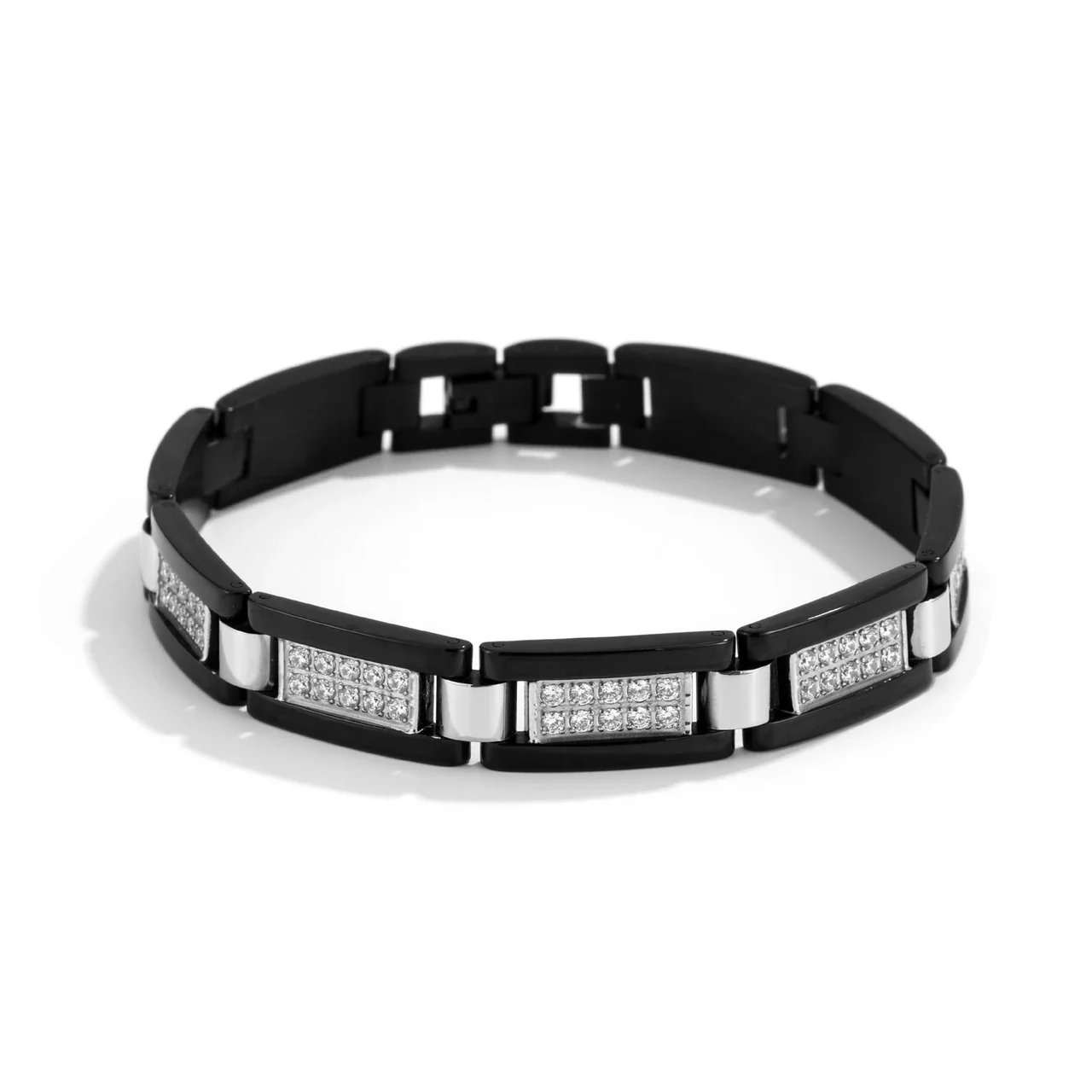 Bold 316 Stainless Steel Pavé Link Chain Bracelet