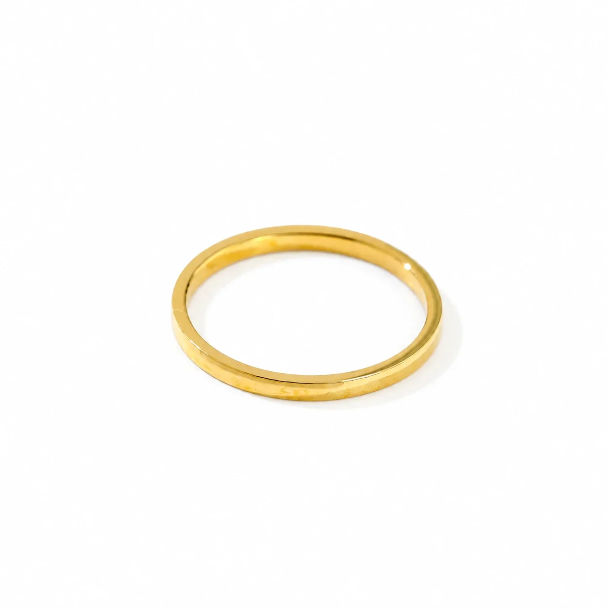 Stacking Ring, Geometric Faceted or Pyramid Band, Gold-Plated Steel