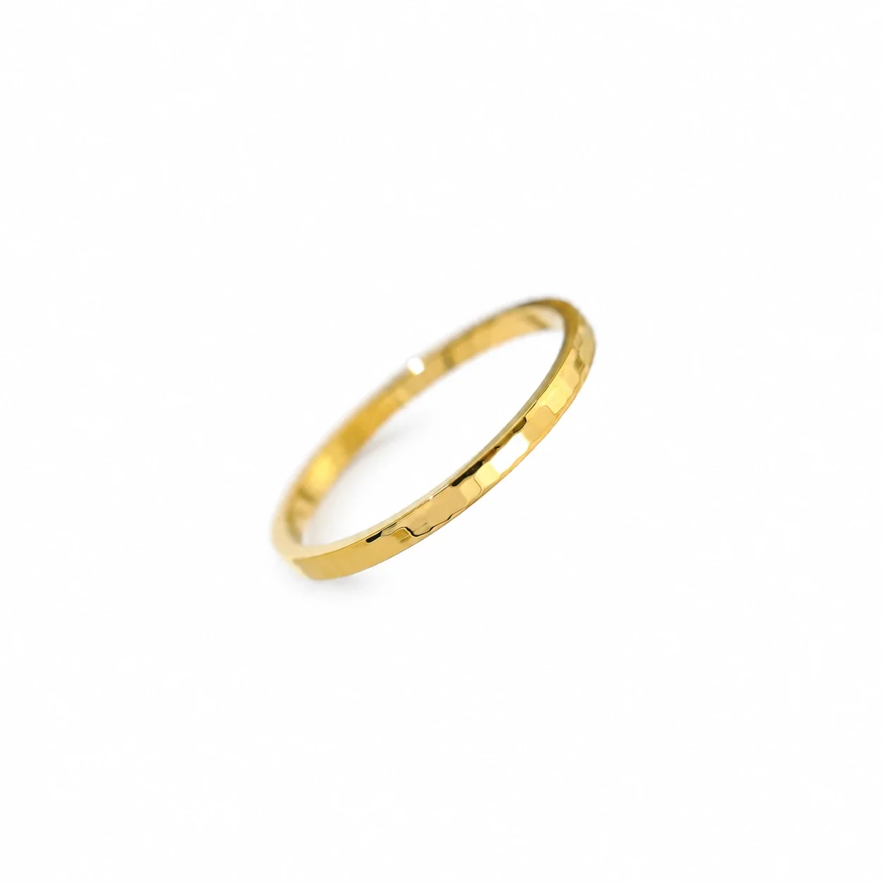 Stacking Ring, Geometric Faceted or Pyramid Band, Gold-Plated Steel - Gold Square Multi-Faceted