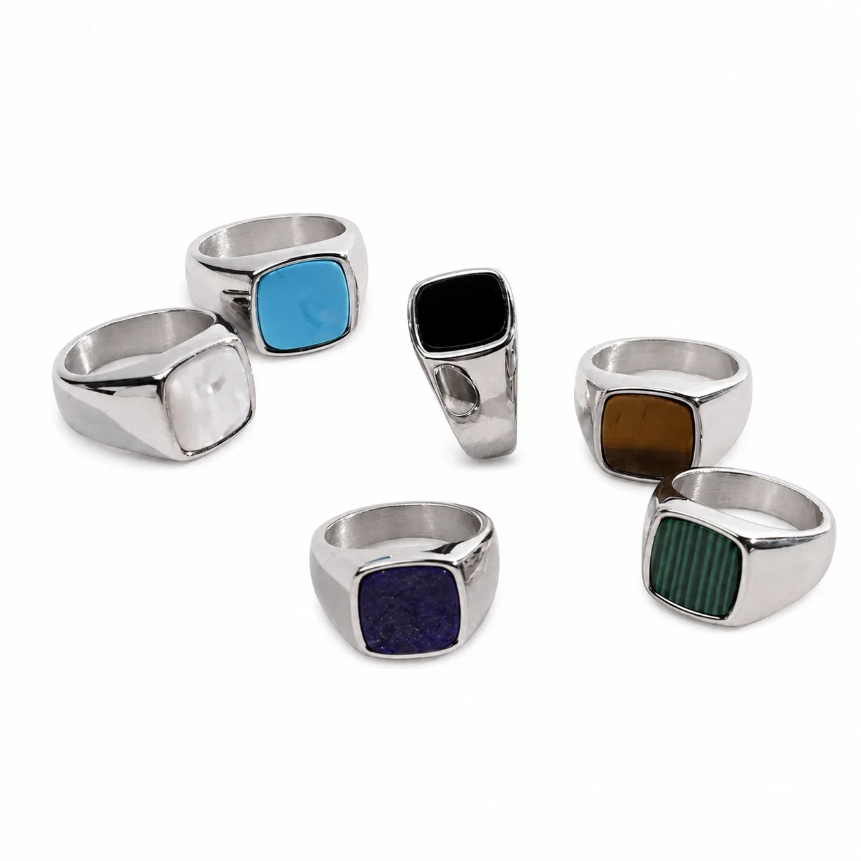 Bold 316 Stainless Steel Cushion-Stone Signet Ring