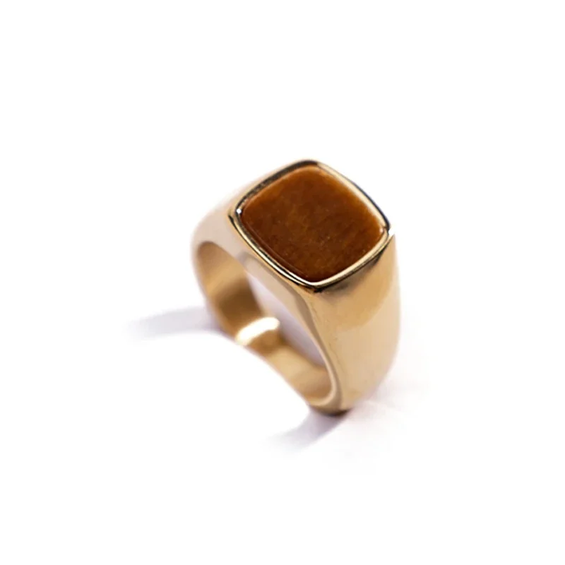 Bold 316 Stainless Steel Cushion-Stone Signet Ring