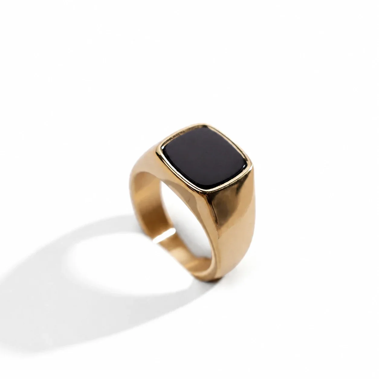 Bold 316 Stainless Steel Cushion-Stone Signet Ring - Gold Anli Stone