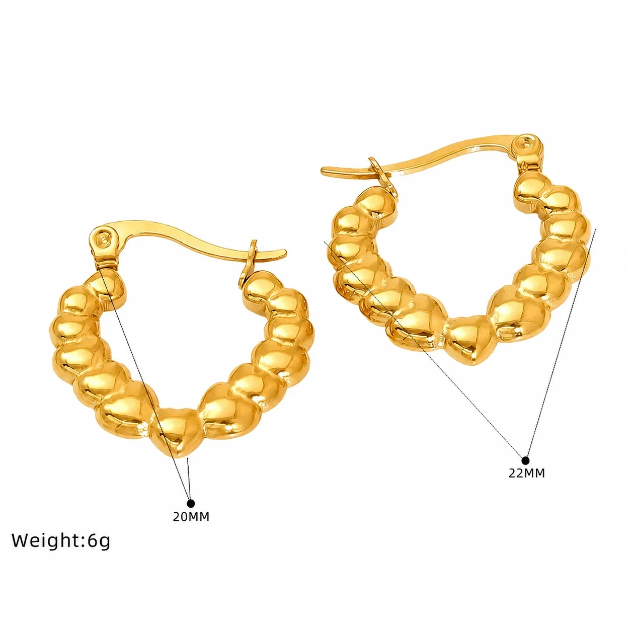 Sculptural Gold-Plated Ribbed Cuff & Heart Hoop Earrings - Gold Heart Hoop